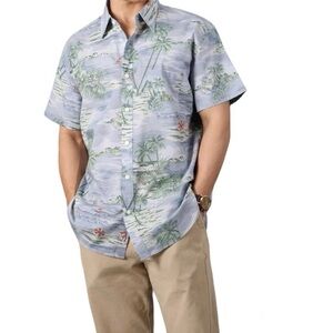 J. Crew Light Weight Chambray Hawaiian Button Up Short Sleeve Shirt, Size Small